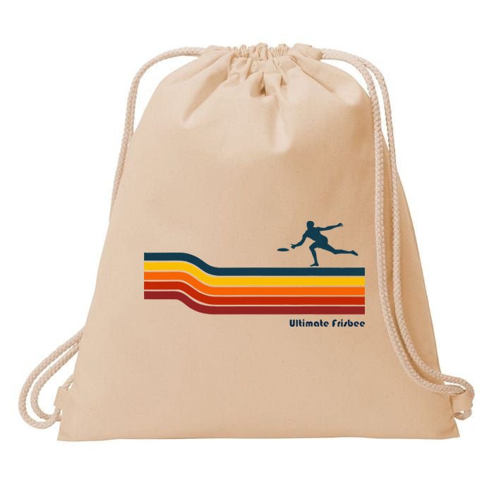 Ultimate Frisbee Retro Color Lines Drawstring Bag