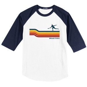 Ultimate Frisbee Retro Color Lines Baseball Sleeve Shirt