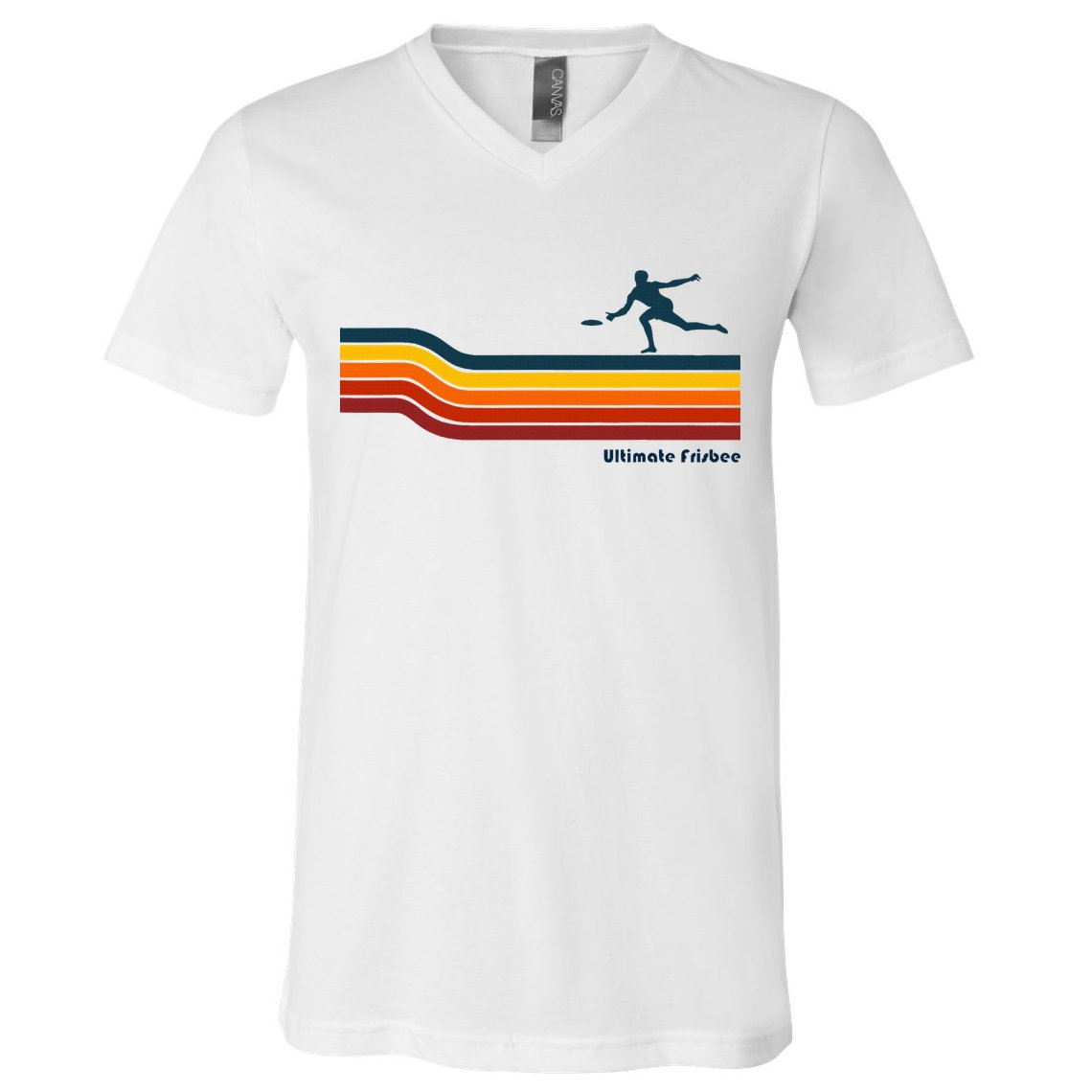 Ultimate Frisbee Retro Color Lines V-Neck T-Shirt