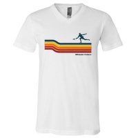 Ultimate Frisbee Retro Color Lines V-Neck T-Shirt