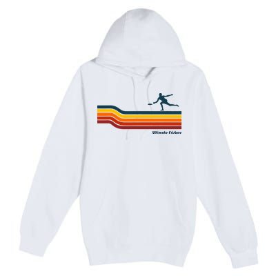 Ultimate Frisbee Retro Color Lines Premium Pullover Hoodie