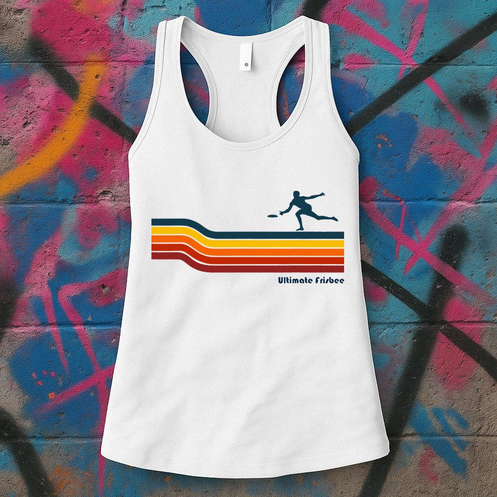 Ultimate Frisbee Retro Color Lines Womens Tank Top