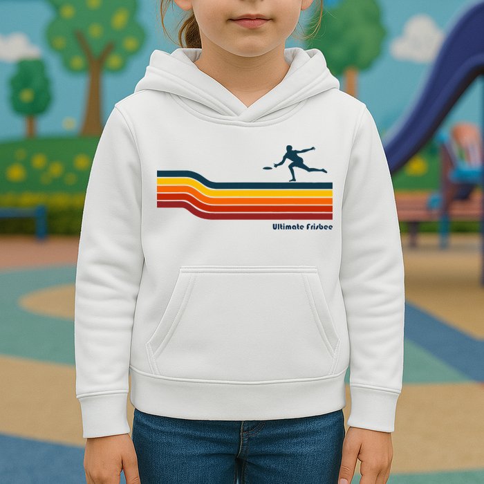 Ultimate Frisbee Retro Color Lines Kids Hoodie