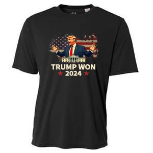 Us Flag Retro Trump Won 2024 President 47th Election Gift Cooling Performance Crew T-Shirt