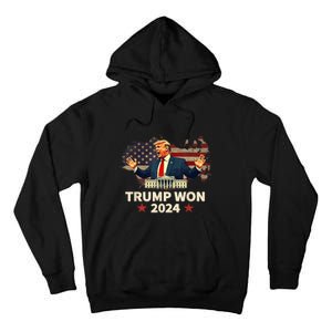 Us Flag Retro Trump Won 2024 President 47th Election Gift Tall Hoodie