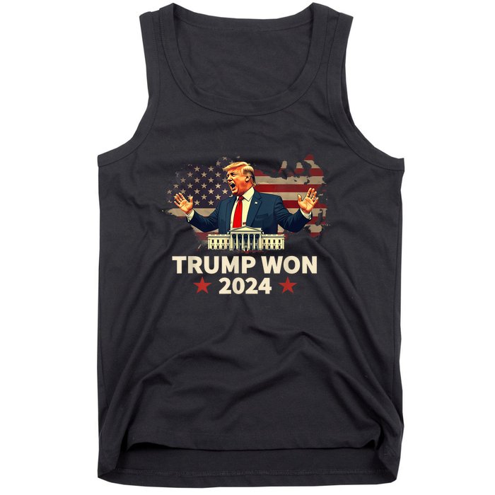 Us Flag Retro Trump Won 2024 President 47th Election Gift Tank Top