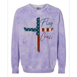 Usa Flag Religious Quote 4th Of July Christian Faith Colorblast Crewneck Sweatshirt