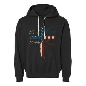 Usa Flag Religious Quote 4th Of July Christian Faith Garment-Dyed Fleece Hoodie