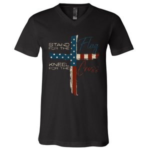 Usa Flag Religious Quote 4th Of July Christian Faith V-Neck T-Shirt