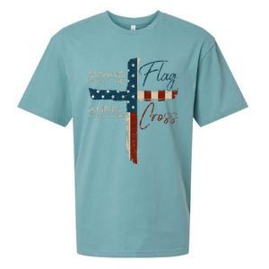 Usa Flag Religious Quote 4th Of July Christian Faith Sueded Cloud Jersey T-Shirt