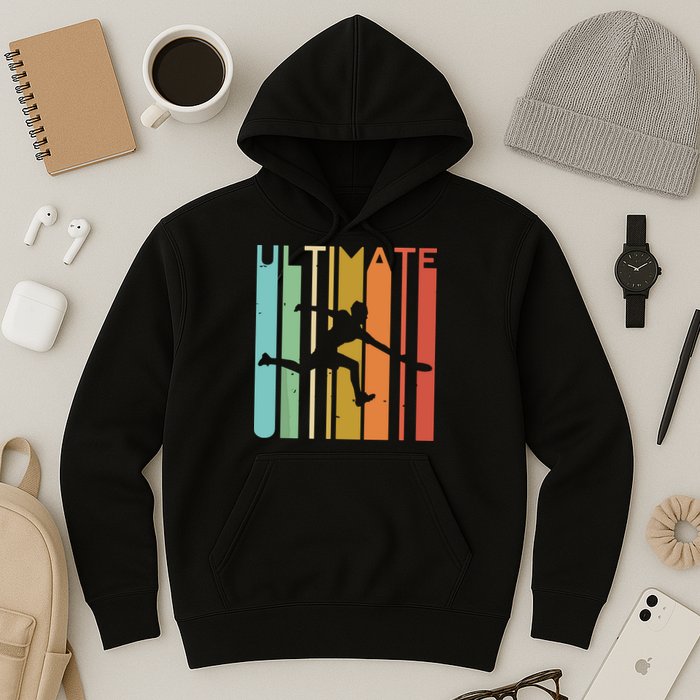 Ultimate Frisbee Retro Player Flying Disc Throwing Hoodie
