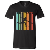 Ultimate Frisbee Retro Player Flying Disc Throwing V-Neck T-Shirt