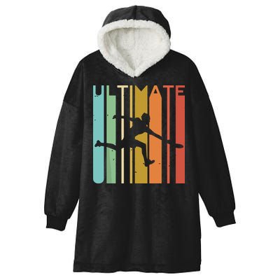 Ultimate Frisbee Retro Player Flying Disc Throwing Hooded Wearable Blanket