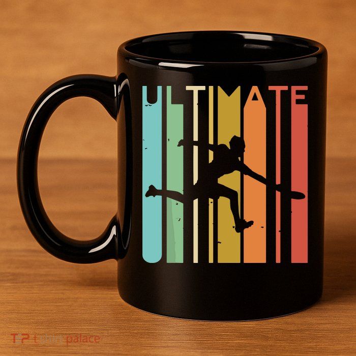 Ultimate Frisbee Retro Player Flying Disc Throwing 11oz C Handle Ceramic Mug