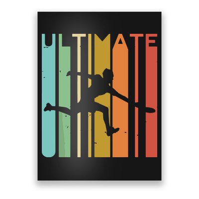 Ultimate Frisbee Retro Player Flying Disc Throwing Poster