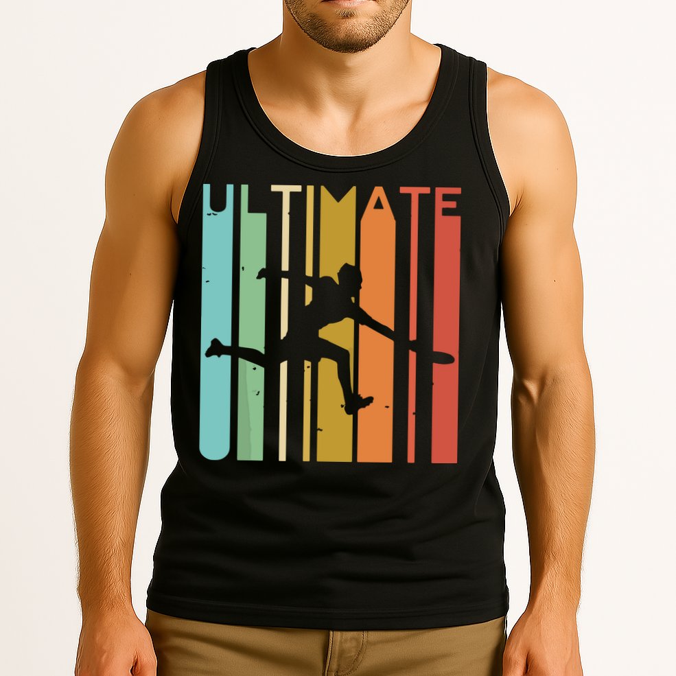 Ultimate Frisbee Retro Player Flying Disc Throwing Tank Top