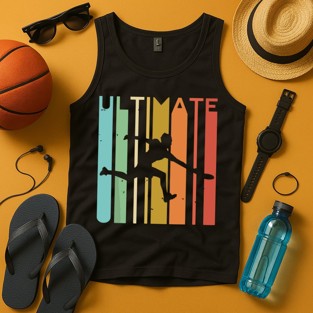 Ultimate Frisbee Retro Player Flying Disc Throwing Tank Top