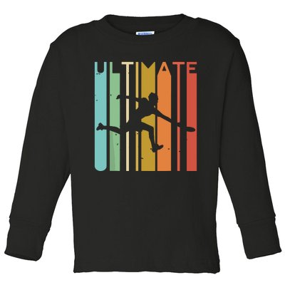 Ultimate Frisbee Retro Player Flying Disc Throwing Toddler Long Sleeve Shirt