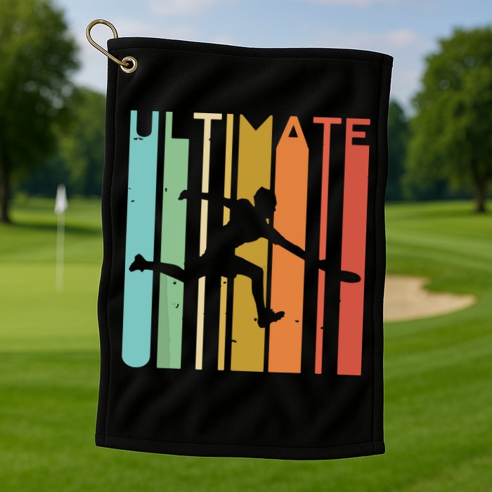 Ultimate Frisbee Retro Player Flying Disc Throwing Golf Towel