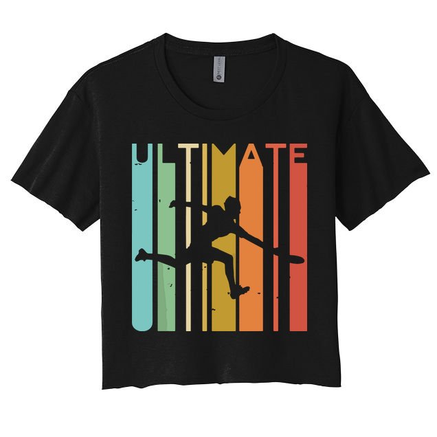 Ultimate Frisbee Retro Player Flying Disc Throwing Crop Top