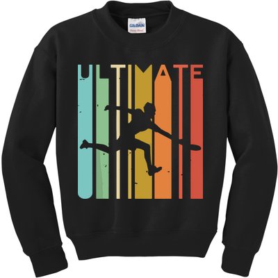 Ultimate Frisbee Retro Player Flying Disc Throwing Kids Sweatshirt