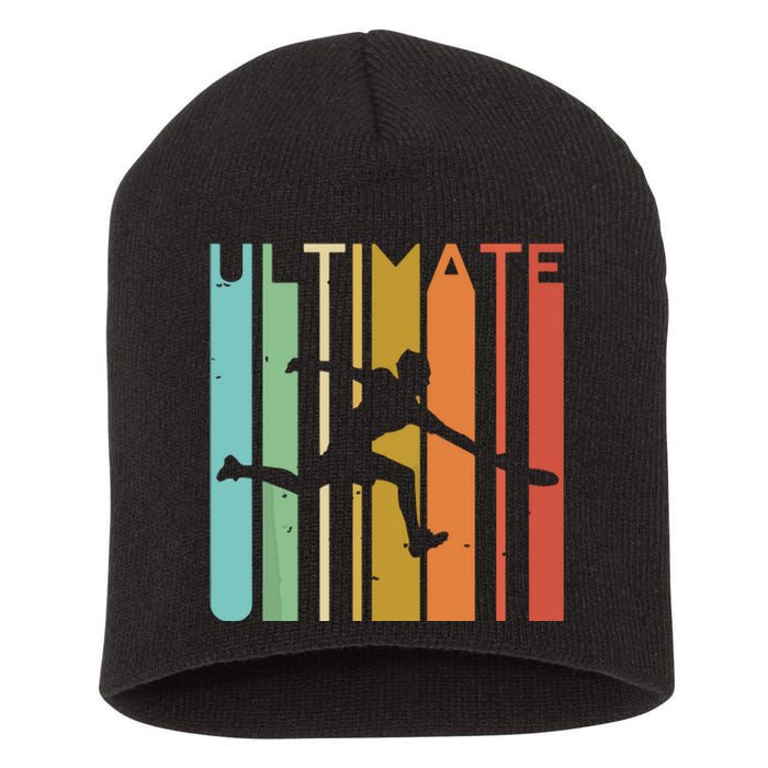 Ultimate Frisbee Retro Player Flying Disc Throwing Short Acrylic Beanie