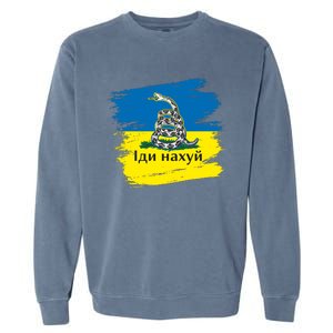 Ukrainian Flag Russian War Ship Go Fuck Yourself Garment-Dyed Sweatshirt