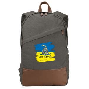 Ukrainian Flag Russian War Ship Go Fuck Yourself Cotton Canvas Backpack