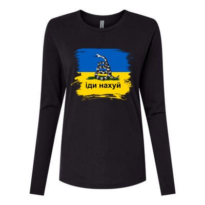 Ukraine Flag Russian Warship Go F Yourself Womens Cotton Relaxed Long Sleeve T-Shirt