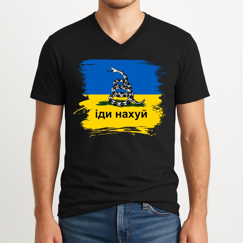 Ukraine Flag Russian Warship Go F Yourself V-Neck T-Shirt