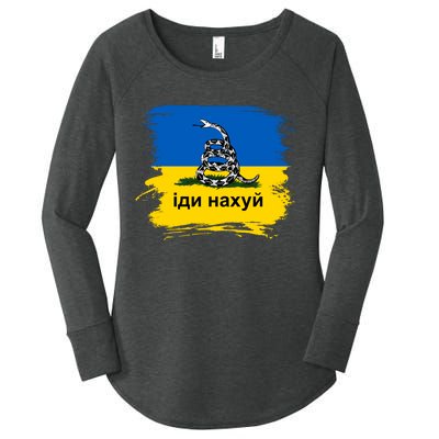 Ukraine Flag Russian Warship Go F Yourself Women's Perfect Tri Tunic Long Sleeve Shirt