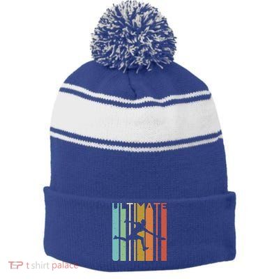 Ultimate Frisbee Retro Player Flying Disc College Cute Gift Stripe Pom Pom Beanie