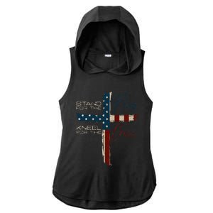 Usa Flag Religious Quote Christian Faith Ladies PosiCharge Tri-Blend Wicking Draft Hoodie Tank