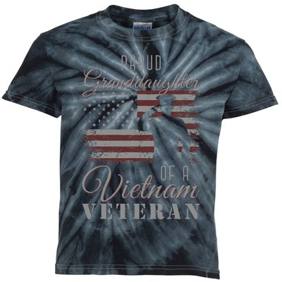 USA Flag Soldier Proud Granddaughter Of A Vietnam Veteran Kids Tie-Dye T-Shirt