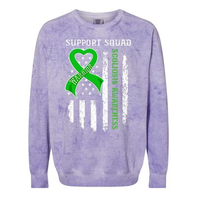 USA Flag Support Squad Scoliosis Awareness Colorblast Crewneck Sweatshirt