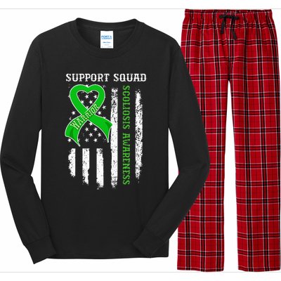 USA Flag Support Squad Scoliosis Awareness Long Sleeve Pajama Set