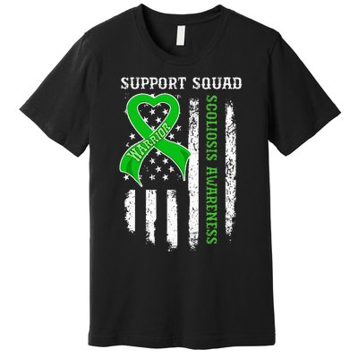 USA Flag Support Squad Scoliosis Awareness Premium T-Shirt