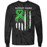 USA Flag Support Squad Scoliosis Awareness Tie-Dye Long Sleeve Shirt