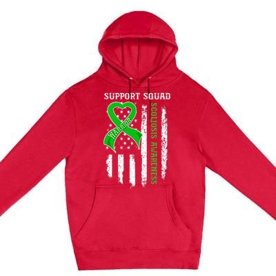 USA Flag Support Squad Scoliosis Awareness Premium Pullover Hoodie