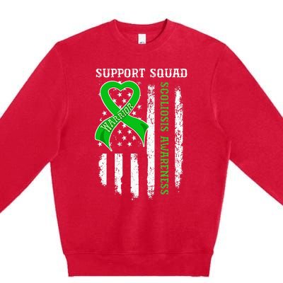 USA Flag Support Squad Scoliosis Awareness Premium Crewneck Sweatshirt