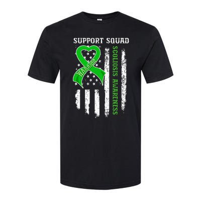 USA Flag Support Squad Scoliosis Awareness Softstyle CVC T-Shirt