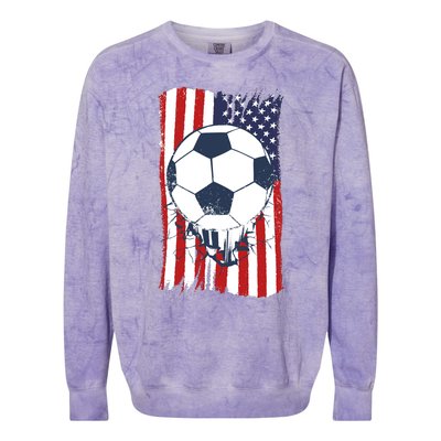 USA Flag Soccer Lover Colorblast Crewneck Sweatshirt