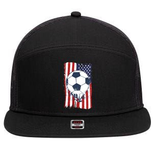 USA Flag Soccer Lover 7 Panel Mesh Trucker Snapback Hat