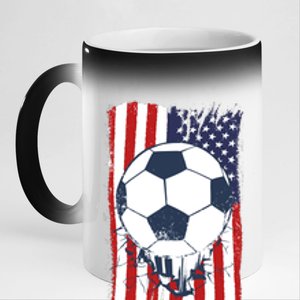 USA Flag Soccer Lover 11oz Black Color Changing Mug