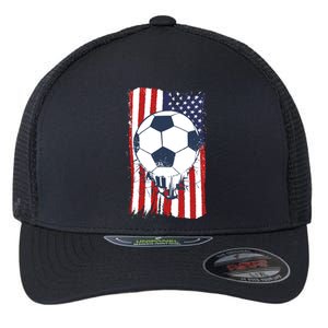 USA Flag Soccer Lover Flexfit Unipanel Trucker Cap