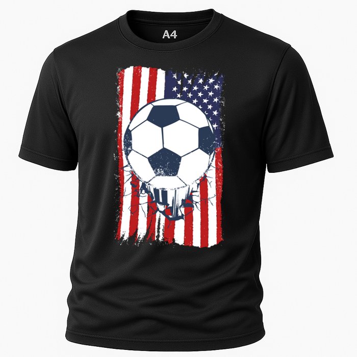 USA Flag Soccer Lover Cooling Performance Crew T-Shirt