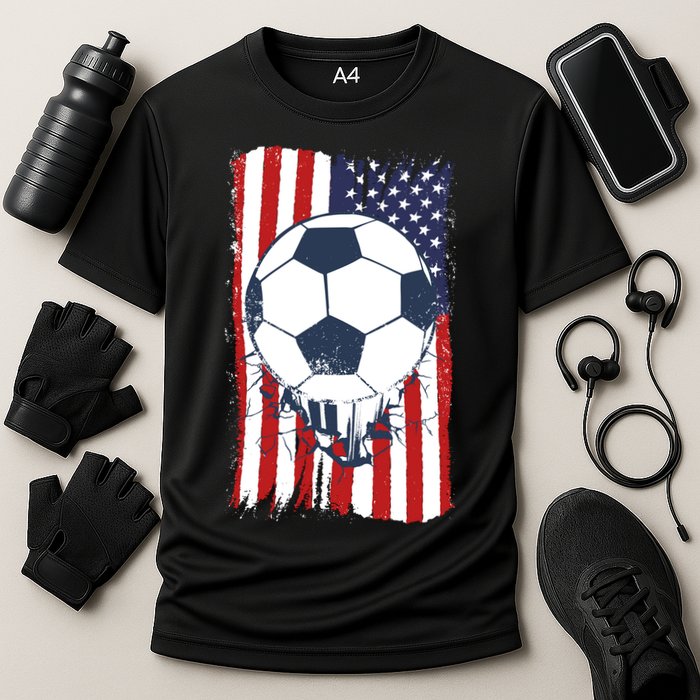 USA Flag Soccer Lover Cooling Performance Crew T-Shirt