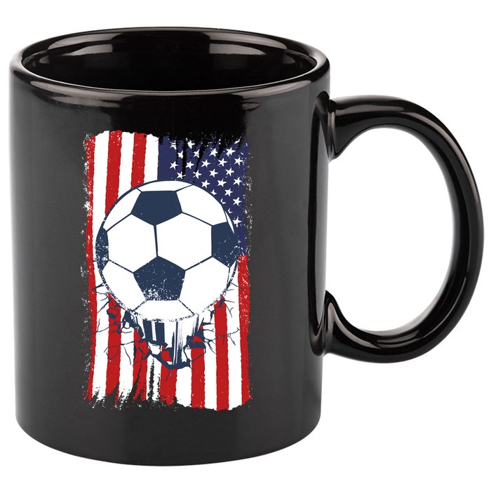 USA Flag Soccer Lover 11oz C Handle Ceramic Mug