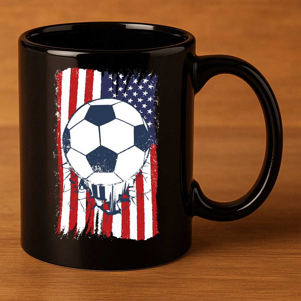 USA Flag Soccer Lover 11oz C Handle Ceramic Mug