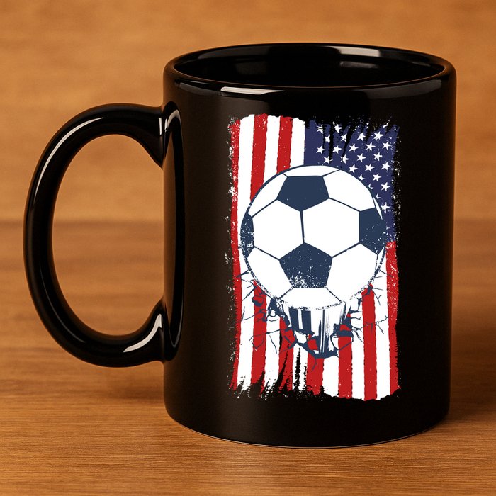 USA Flag Soccer Lover 11oz C Handle Ceramic Mug
